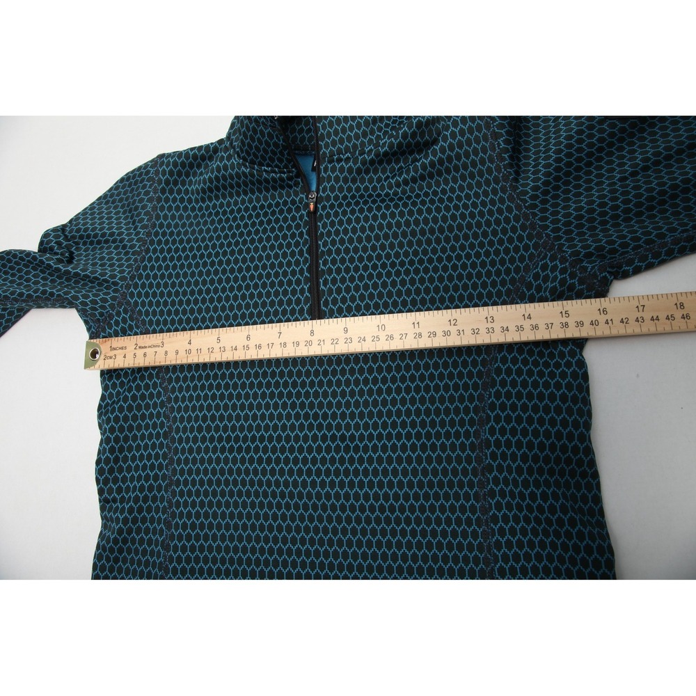 Kerrits Girls' L Activewear Top Quarter Zip Long Sleeve Teal Black Hexagon - Picture 8 of 12